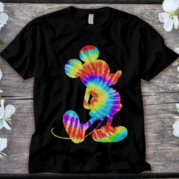 Disney Mickey Mouse Traditional Pose Retro Tie- Dye T-Shirt Unisex Adult T-shirt - Picture 1 of 2